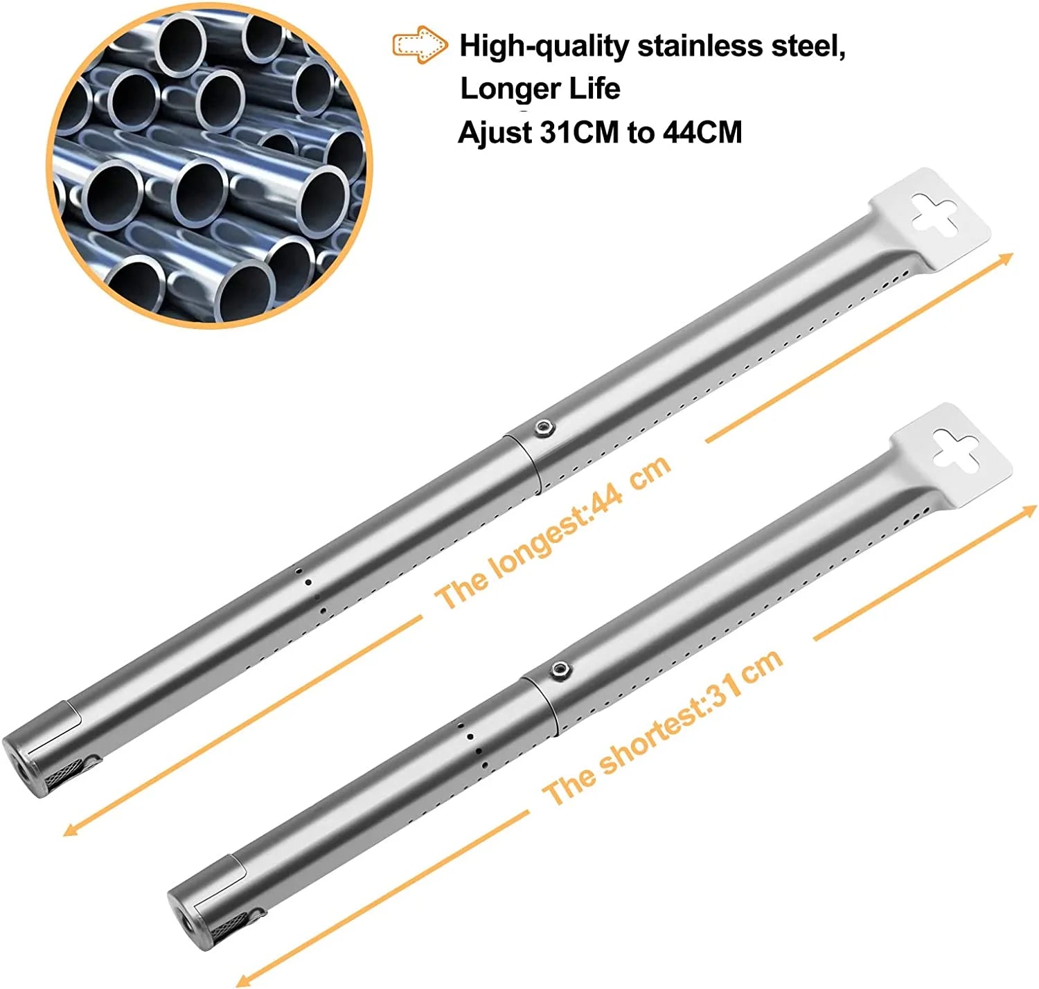 4 Pack Stainless Steel Universal Adjustable Gas Grill Burner Replacement Part J643058