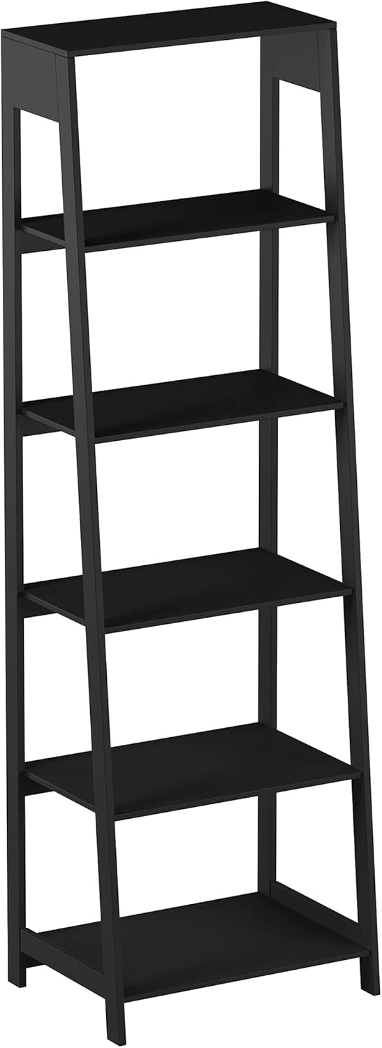 Gray 5-Tier Wooden Ladder Bookshelf H373