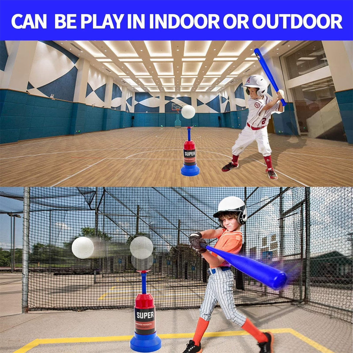 Automatic Launcher Baseball Bat Toys T-Ball Set with Baseball Bat and 3 Baseball Z756