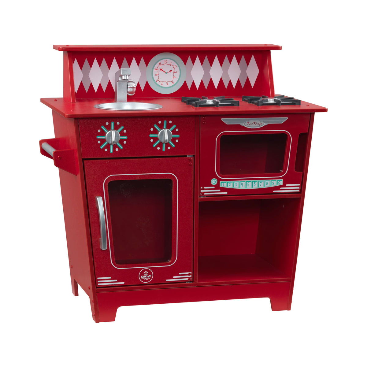 Red Wooden Pretend Play Cooking Kitchenette Toy Set O2601