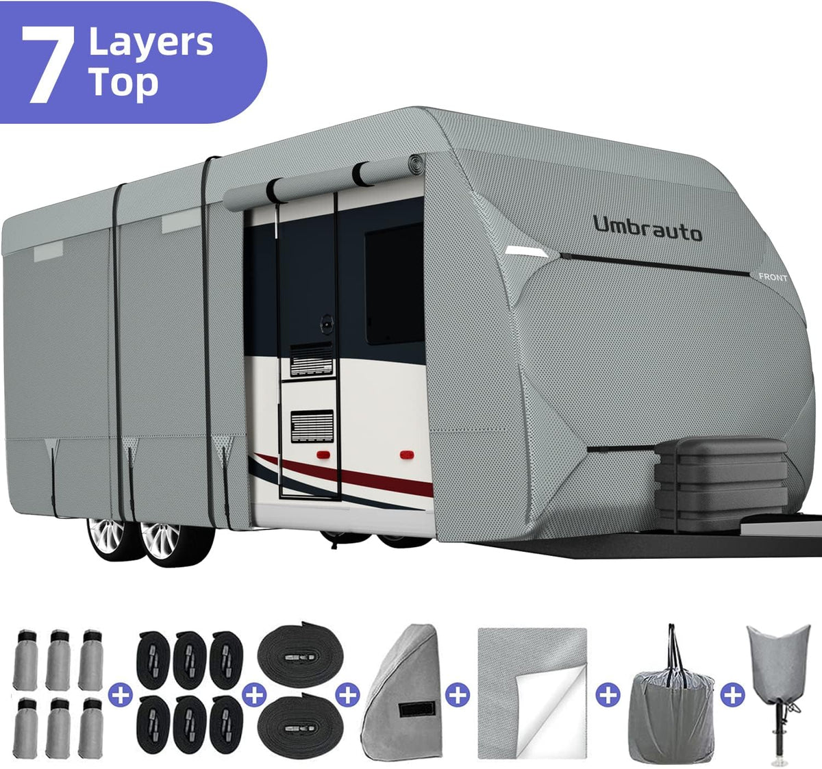 7 Layers Windproof Travel Trailer Cover with Tongue Jack Cover K1726