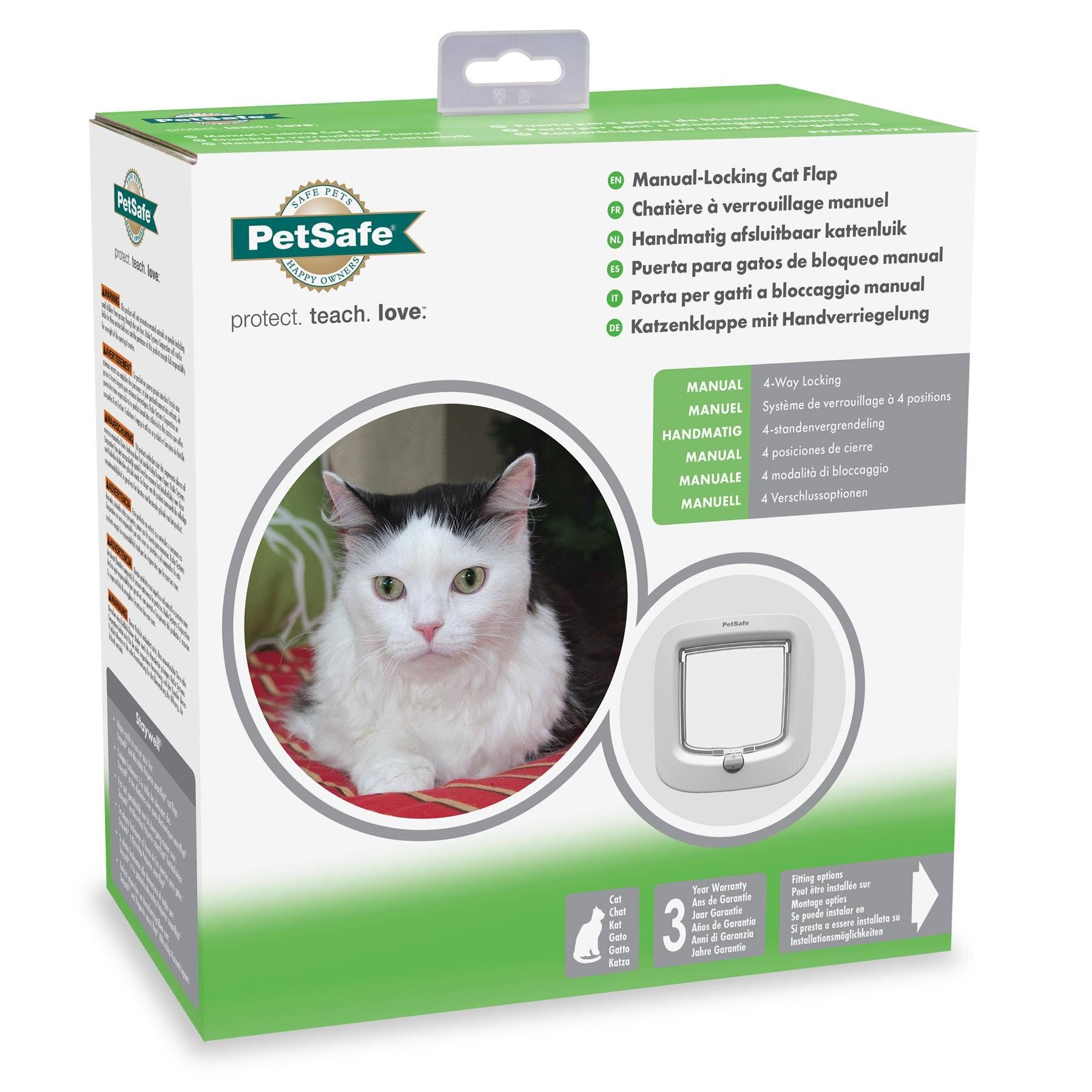 White 4 Way Locking Cat Flap O221
