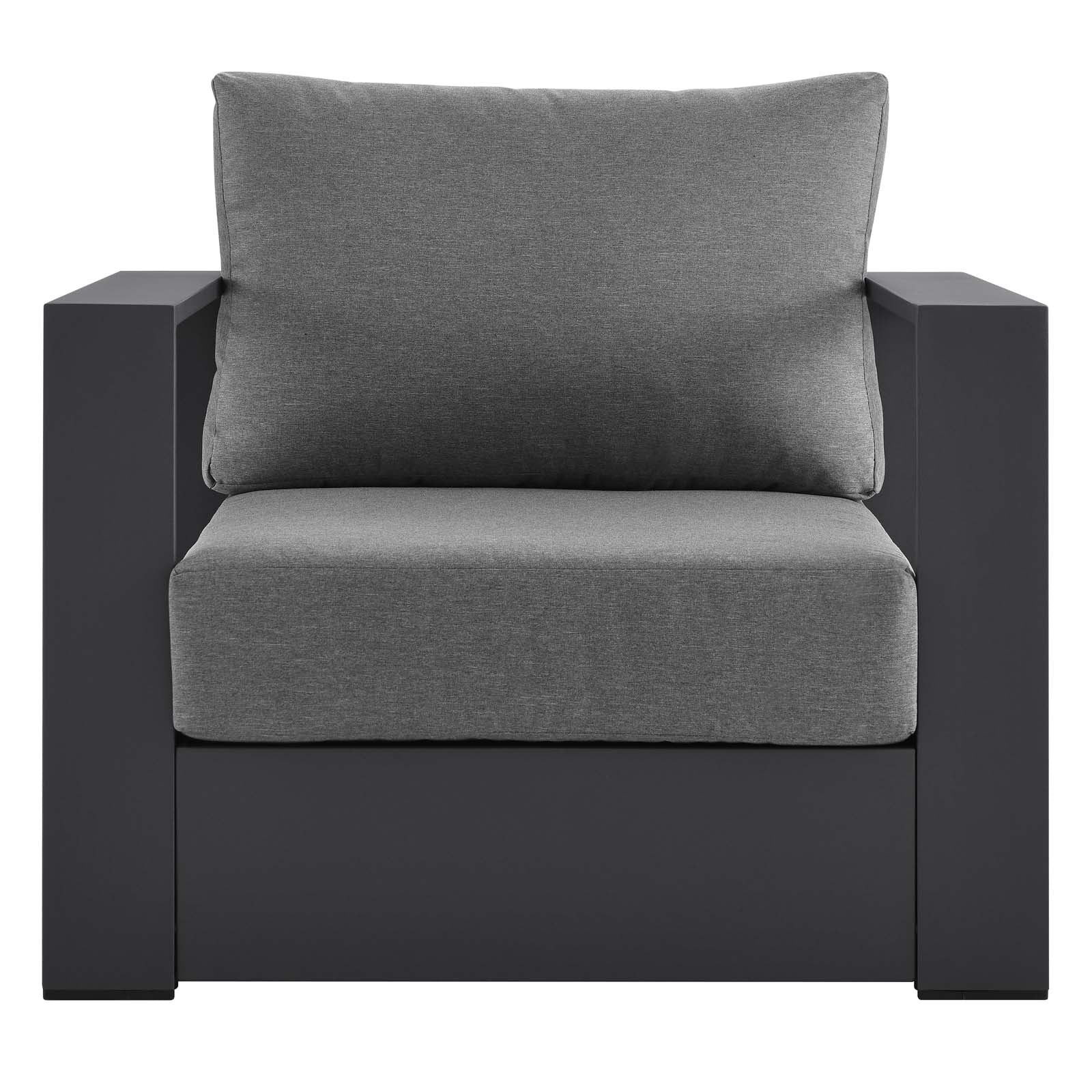 Powder-Coated Aluminum Armchair in Gray Charcoal A35417