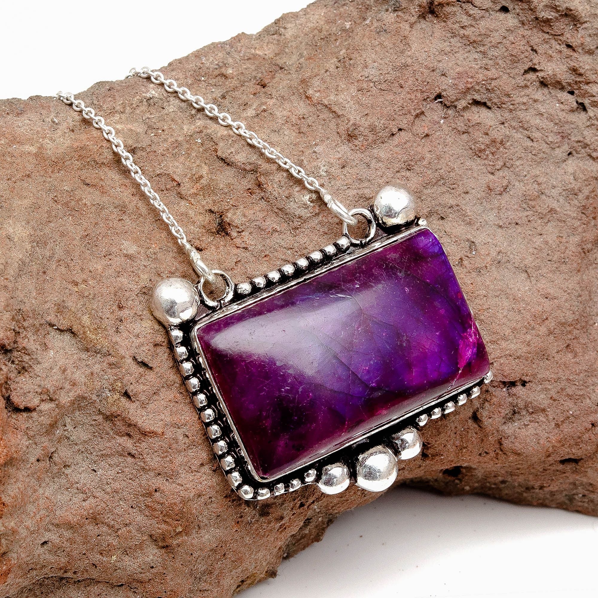 Pink Labradorite 925 Silver Necklace 20 in M85166