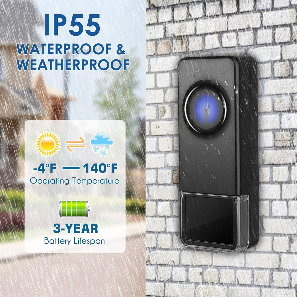 Wireless Doorbell Kit with LED Strobe, 2 Push Buttons + 4 Plug in Receivers R7517