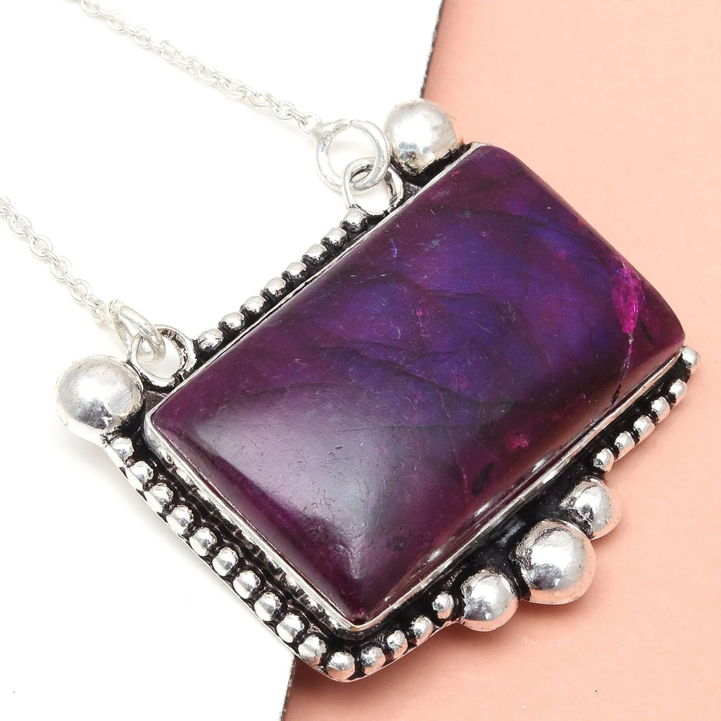 Pink Labradorite 925 Silver Necklace 20 in M85166
