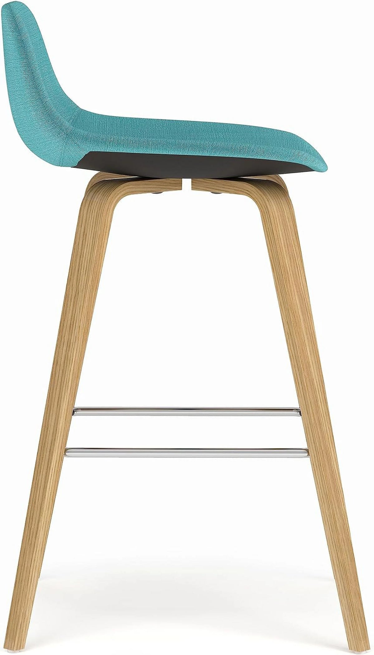 Aqua Blue Linen Look Fabric Bentwood Counter Height Stool Set Of 2 Q91862