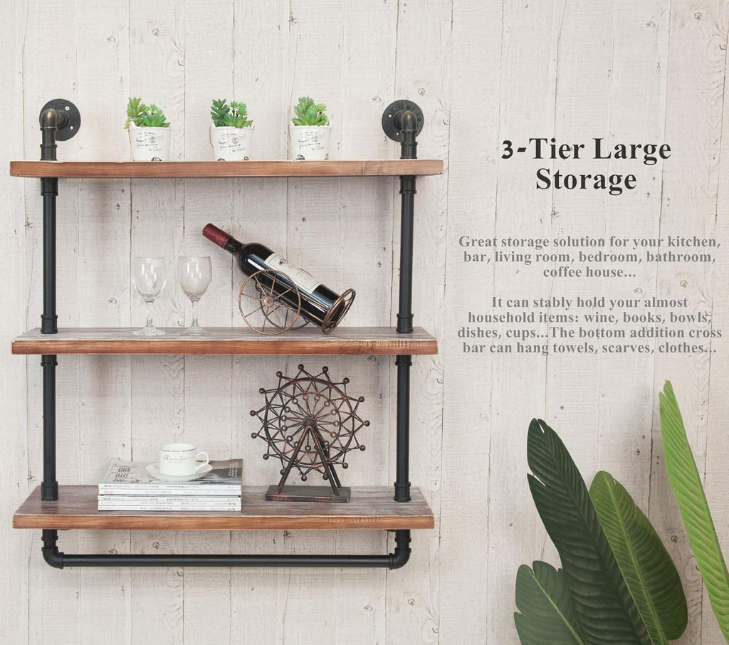 Industrial Retro Wall Mounted Iron Water Pipe Shelf C8889