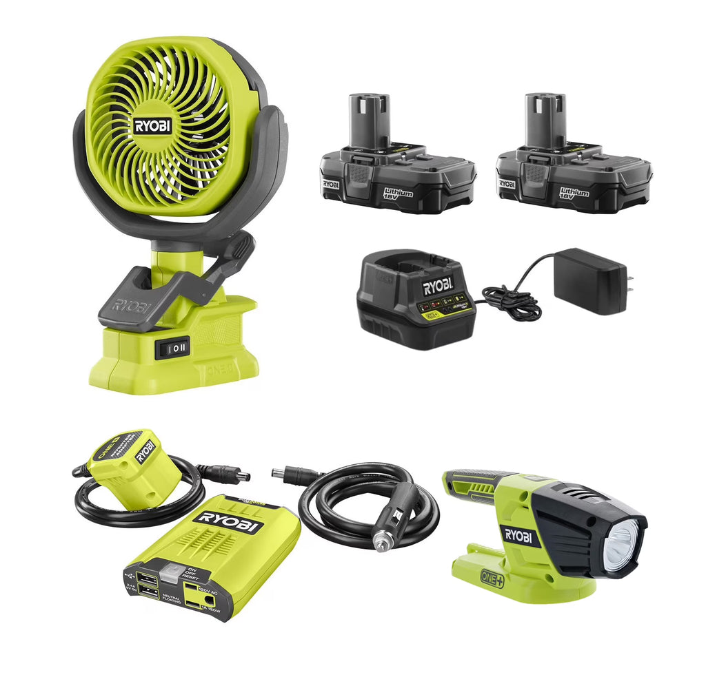 18-Volt Camping Kit with Fan, Light, Inverter, Batteries and Charger Z9709