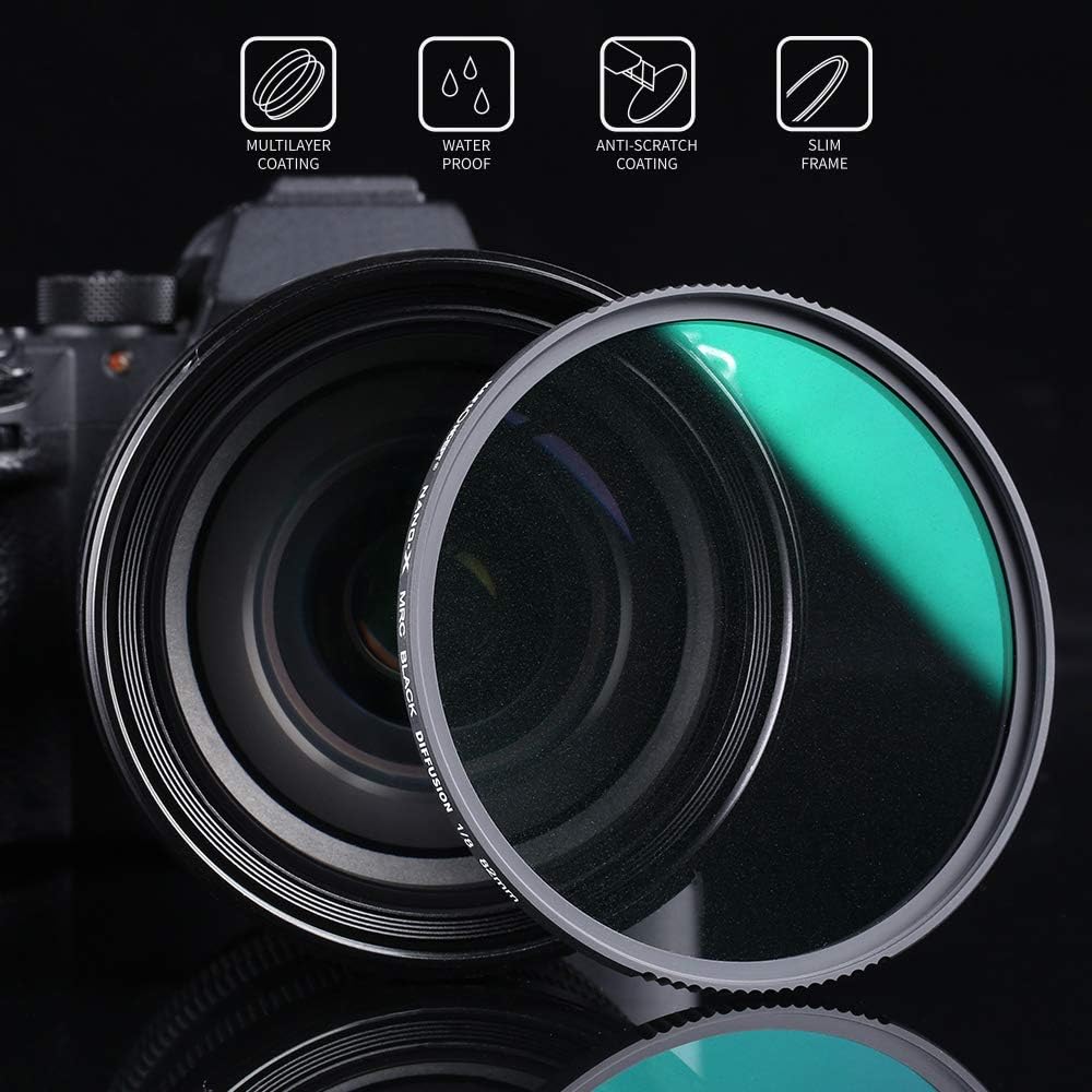 Black Diffusion 1/8 Filter 28 Multi-Layer Coatings for Camera Lens Pack of 2 V495