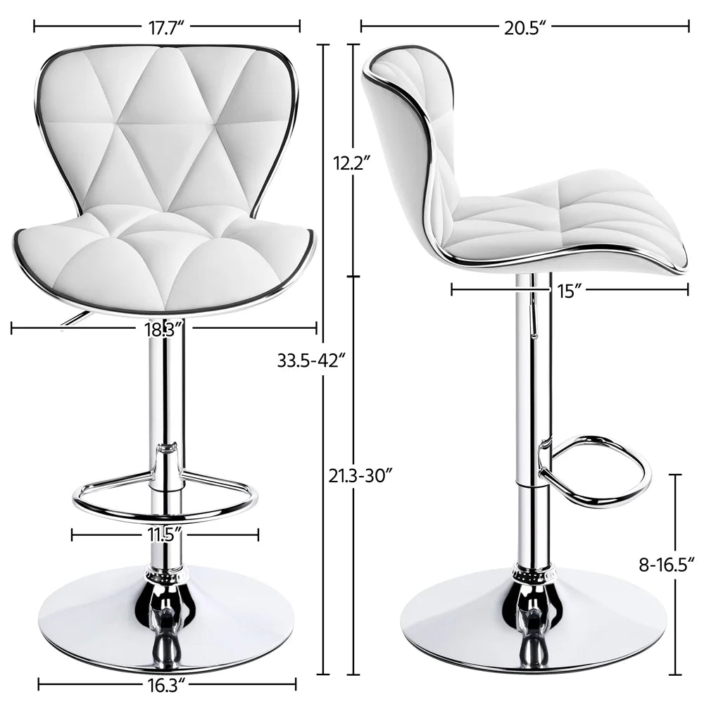 White PU Leather Swivel Bar Stool, Set of 2 Z8923