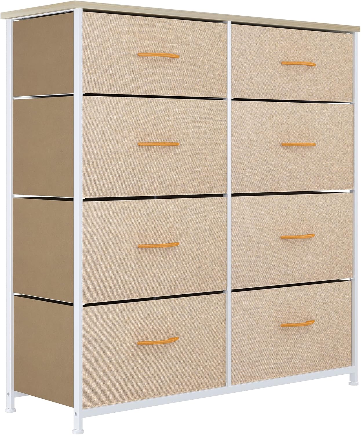 Charcoal 8 Drawer Fabric Dresser with Steel Frame and Wooden Top D181