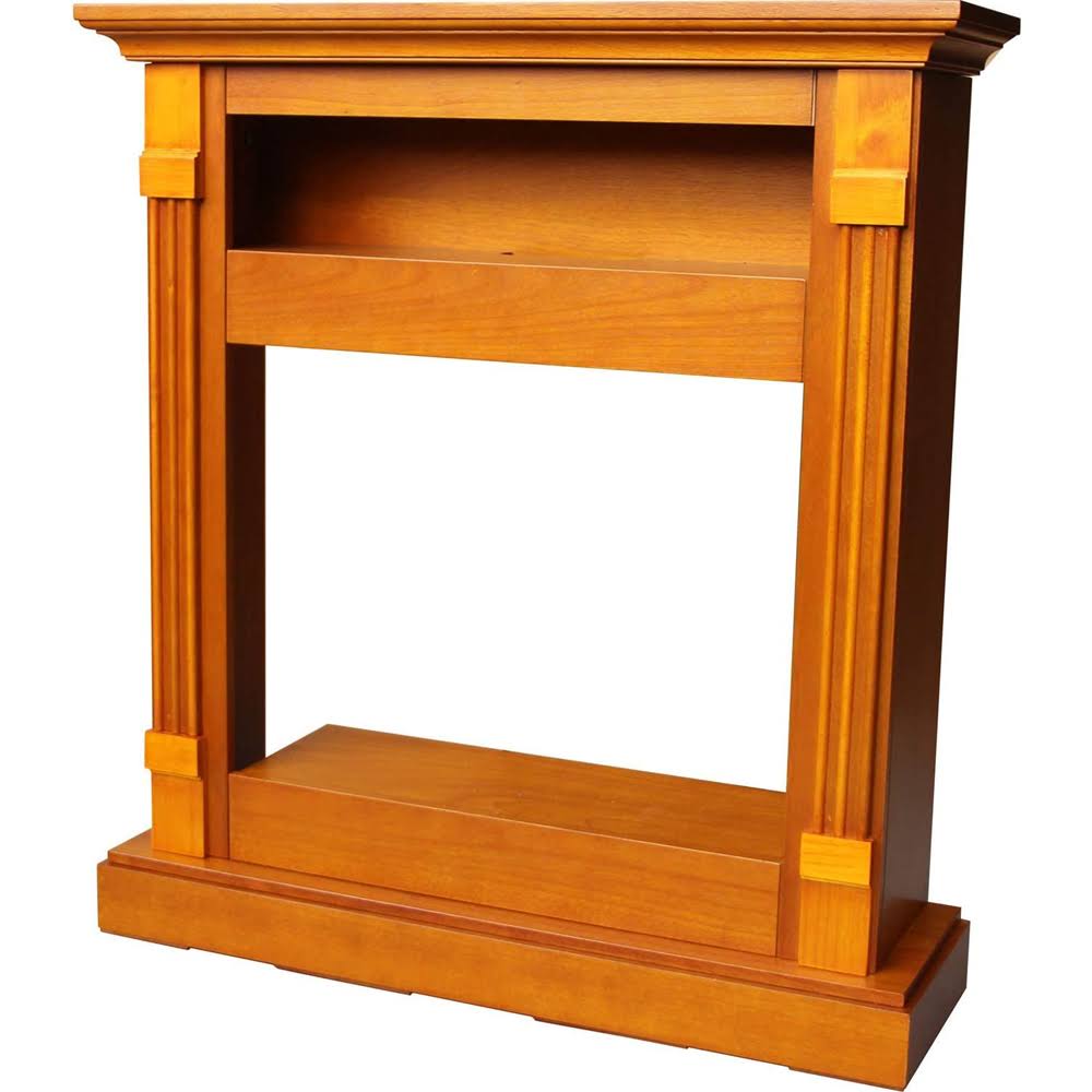 34-in. Electric Fireplace with Log Insert and Teak Mantel J7172
