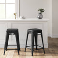 Black Metal Swivel Counter Stool Set of 2 X24086