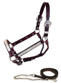 Dark Leather Horse Show Halter with Lead C762700
