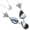 Owyhee Blue Opa Gemstone 925 Silver Necklace 16-18'' D740