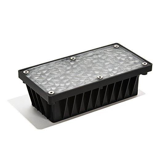 Solar Brick Landscape Path Light, 8x4 Recessed Polyresin Paver, 12 Warm White LEDs X8117