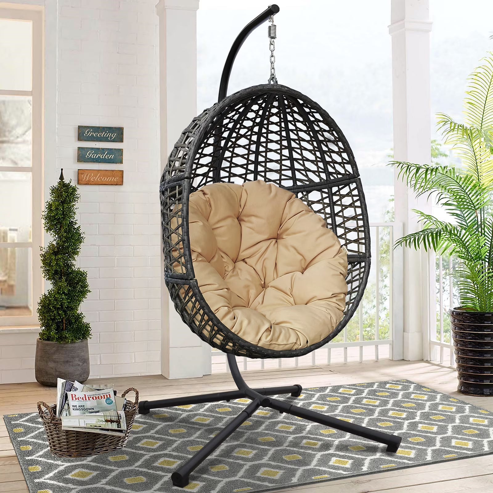 Rattan Egg Swing Chair with Stand C235