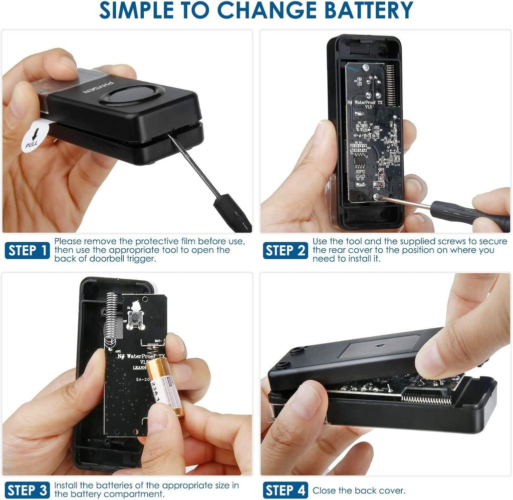 Wireless Doorbell Kit with LED Strobe, 2 Push Buttons + 4 Plug in Receivers R7517