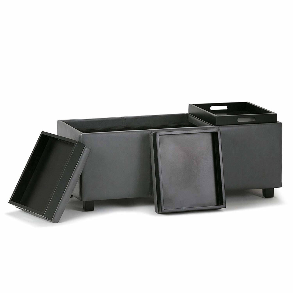 Stone Grey Storage Ottoman N8750