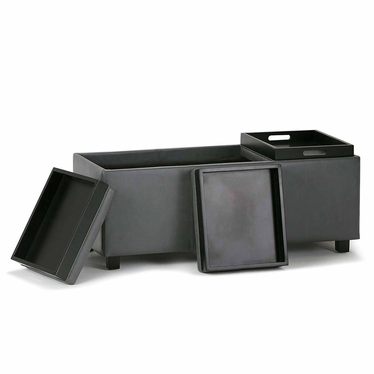 Stone Grey Storage Ottoman N8750