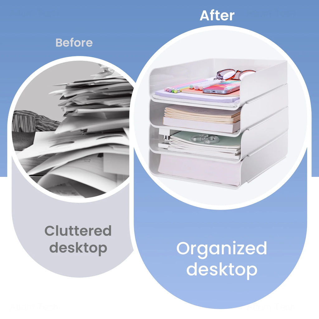 White Stackable Desk Letter Tray Set A3466