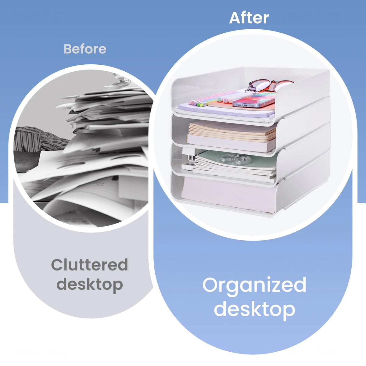 White Stackable Desk Letter Tray Set A3466