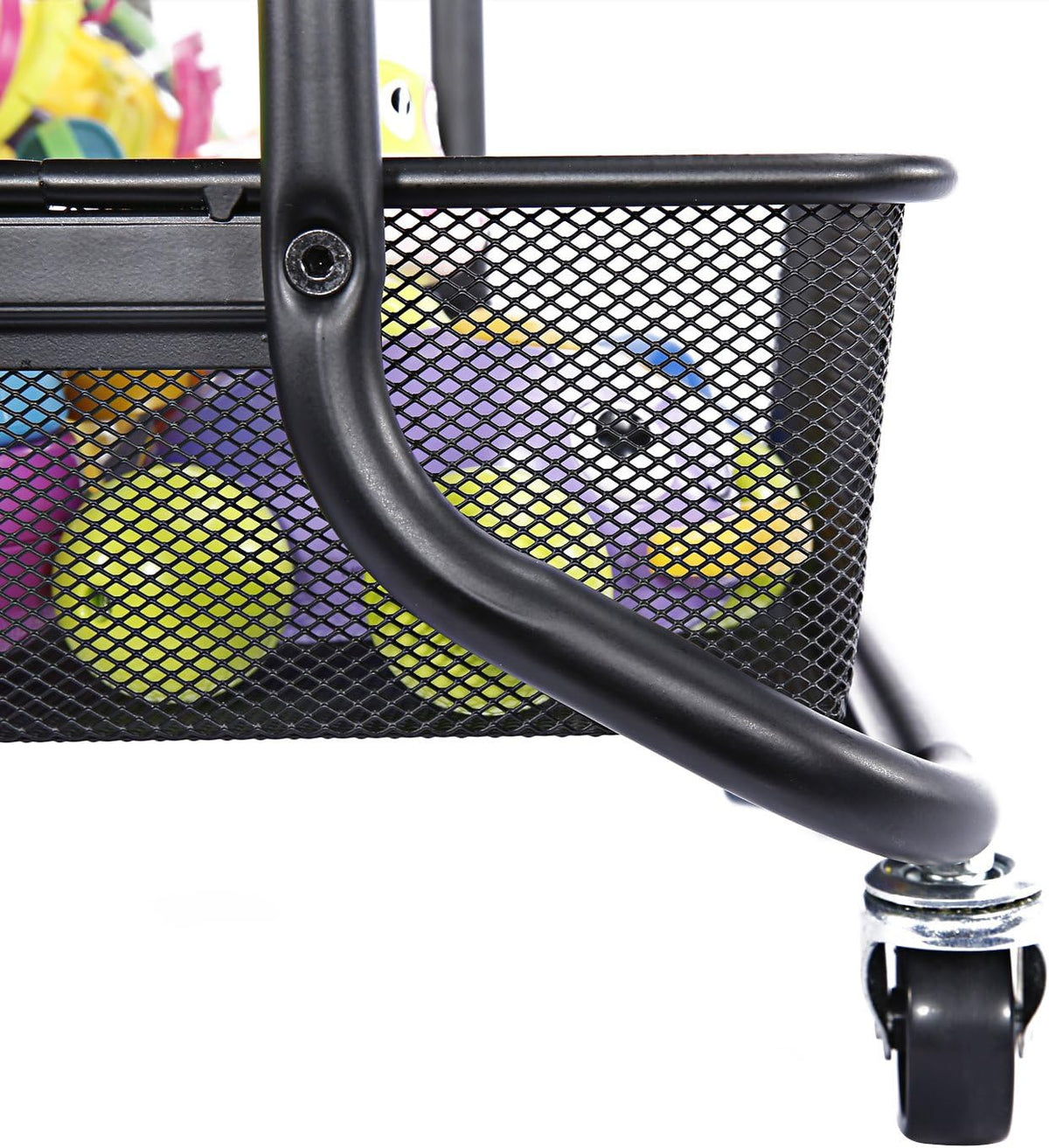 Black 3-Tier Rolling Utility Cart with Metal Mesh Baskets Z592