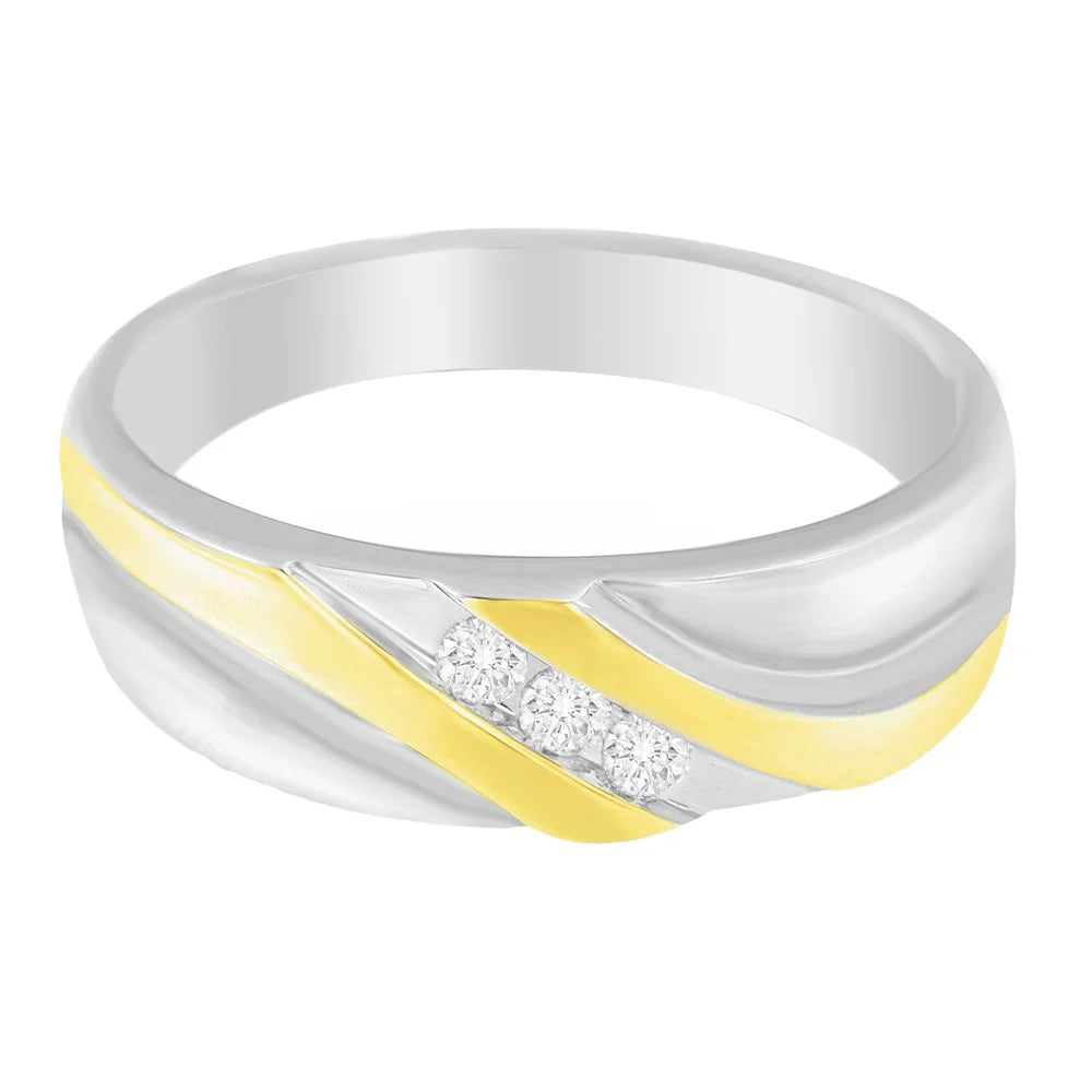 10k Two-Toned Gold Diamond 3-Stone Ring A492
