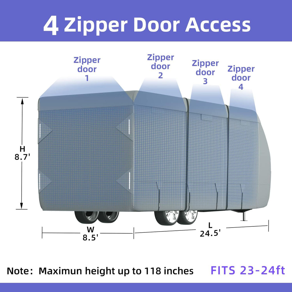 7 Layers Windproof Travel Trailer Cover with Tongue Jack Cover K1726