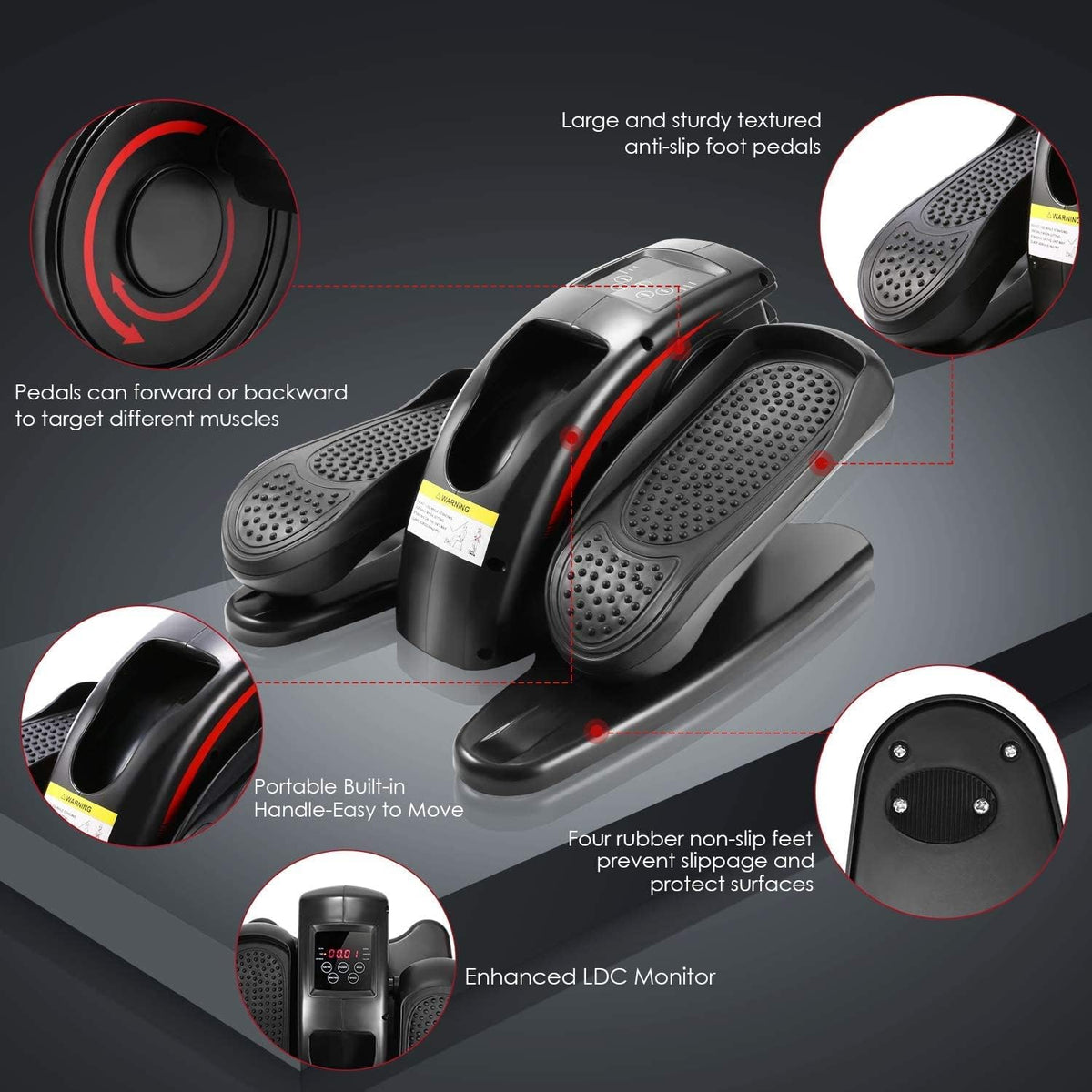 Under Desk Electric Mini Elliptical Machine with Remote Control X952921