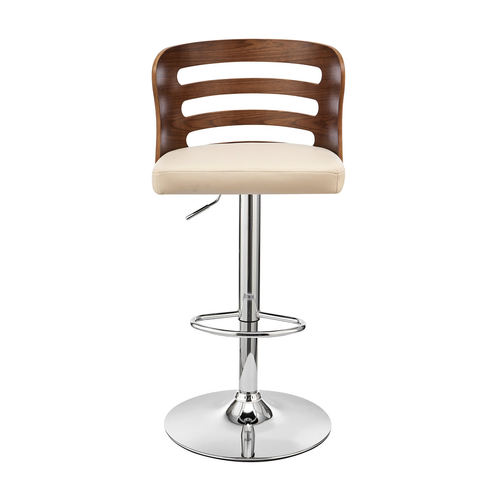 Cream Upholstered Chrome Base Adjustable Swivel Bar Stool P843