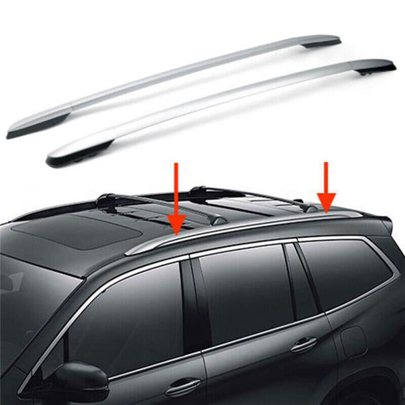 Silver Aluminum Roof Rail Rack Side Bars D4581