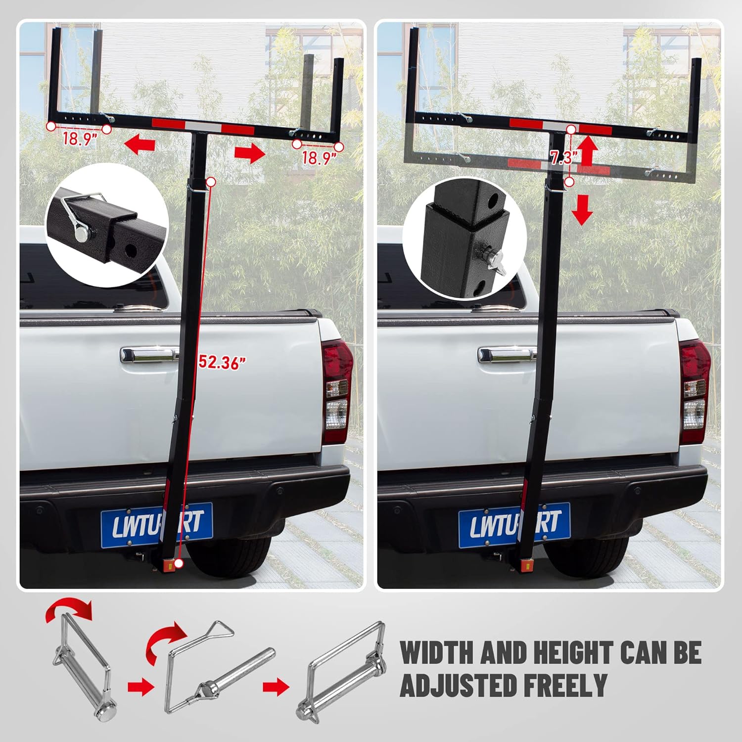 Pickup Truck Bed Extender, Heavy Duty Steel Hitch Mount Q428