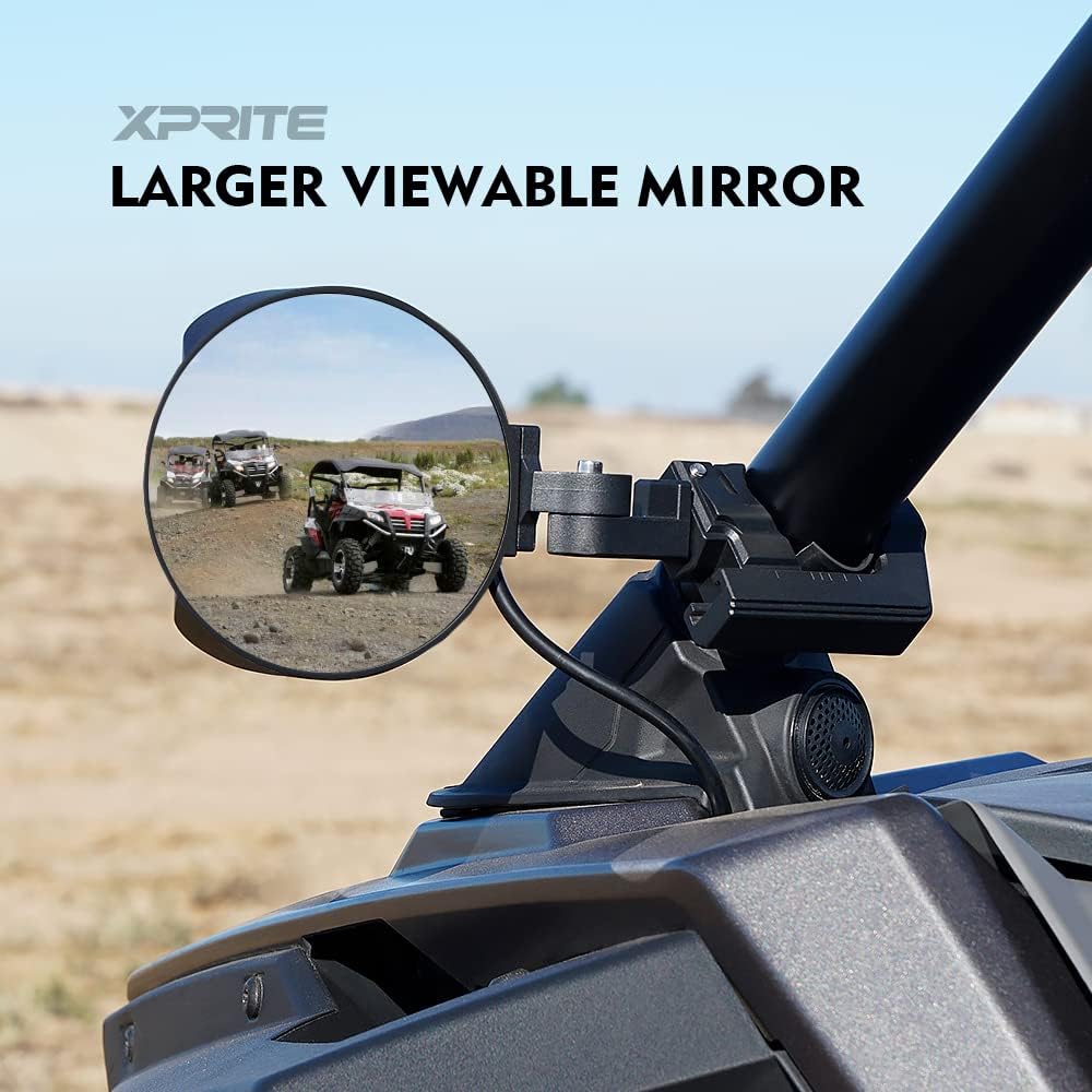 Round Aluminum Rear View Mirror with LED Spot Lights for Roll Cage Bar Q1833