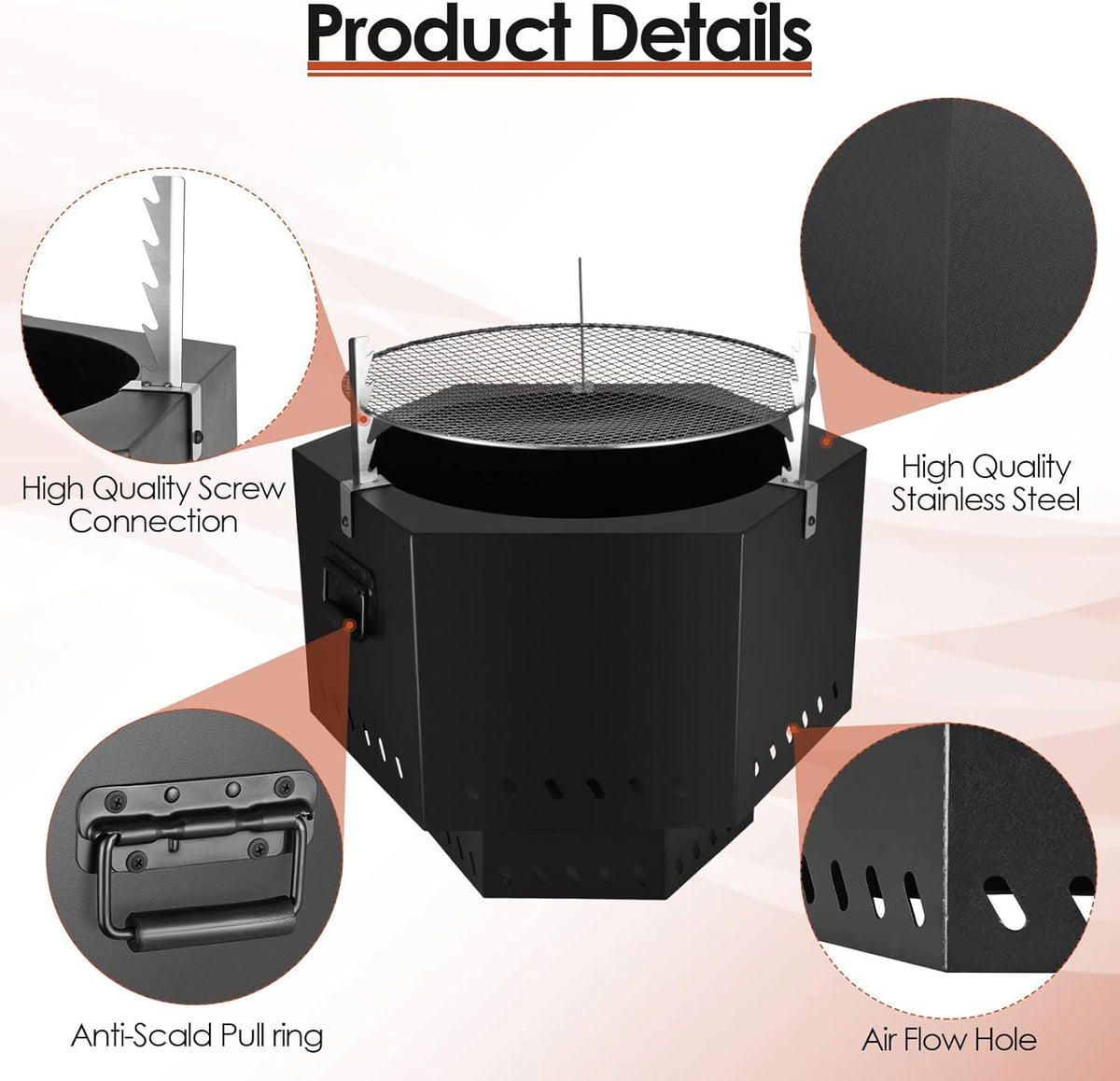 Portable 21'' Smokeless Wood Burning Fire Pit Y86895
