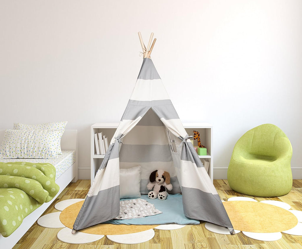 Canvas Teepee Tent with Pine Wood Frame Y764