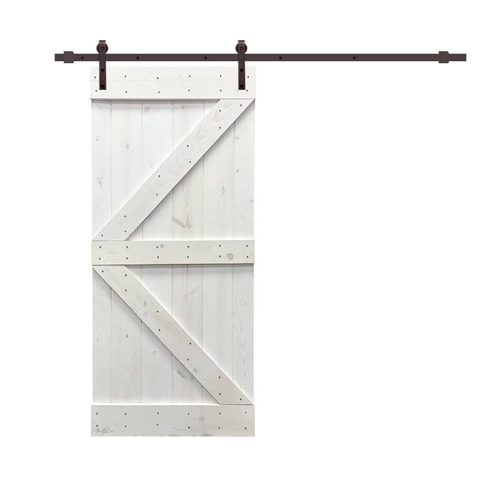 Solid Jungle Green Stained Pine Wood Interior Sliding Barn Door I77407