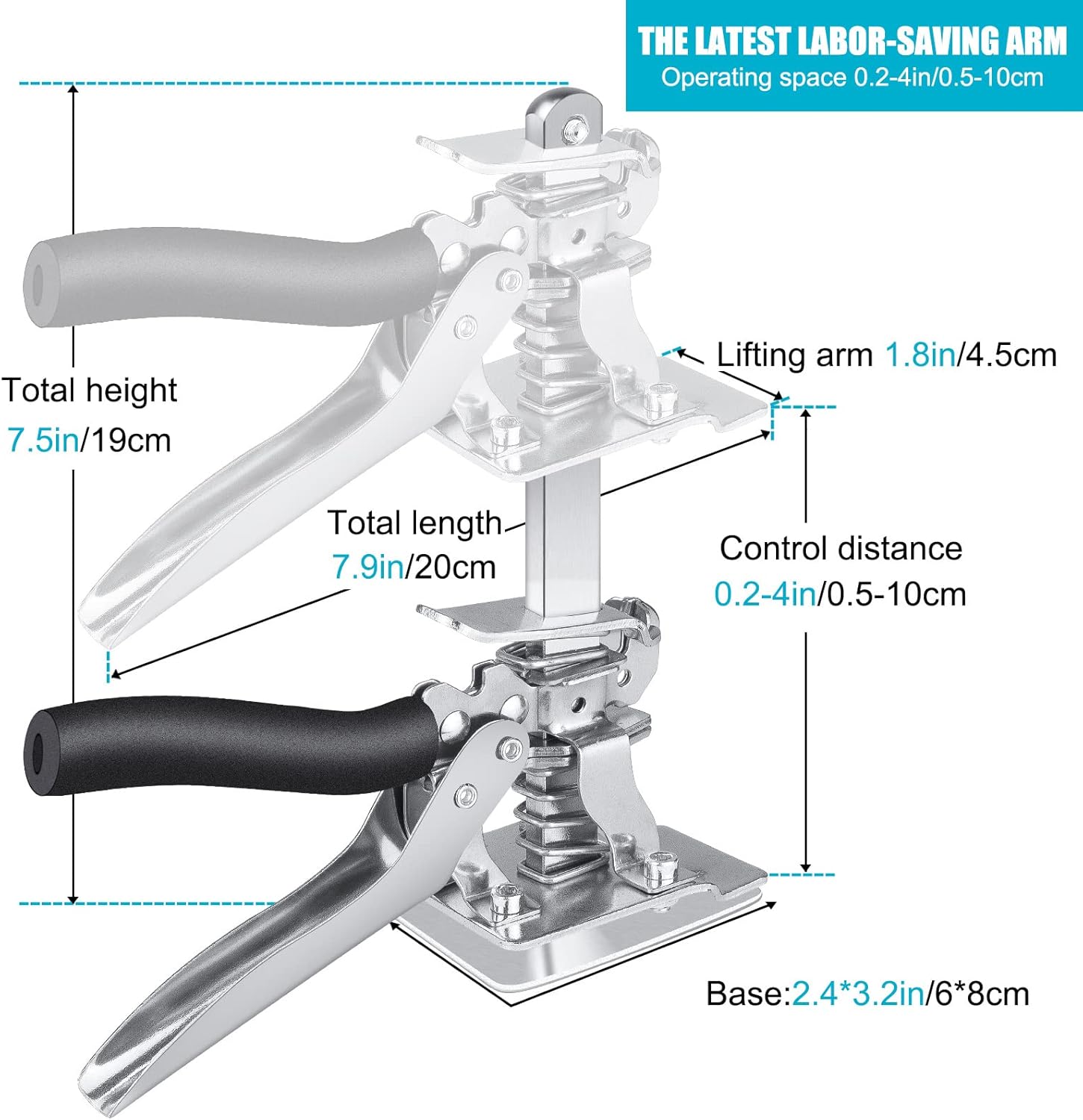 2 Packs Labor Saving Arm Hand Tool Jack Set Door Panel Lifting Cabinet Jack Wall Tile Height Adjuster X483221