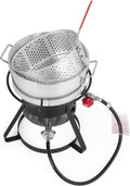11 Qt. Aluminum Propane Outdoor Deep Fryer Pot with Basket and Thermometer H830210