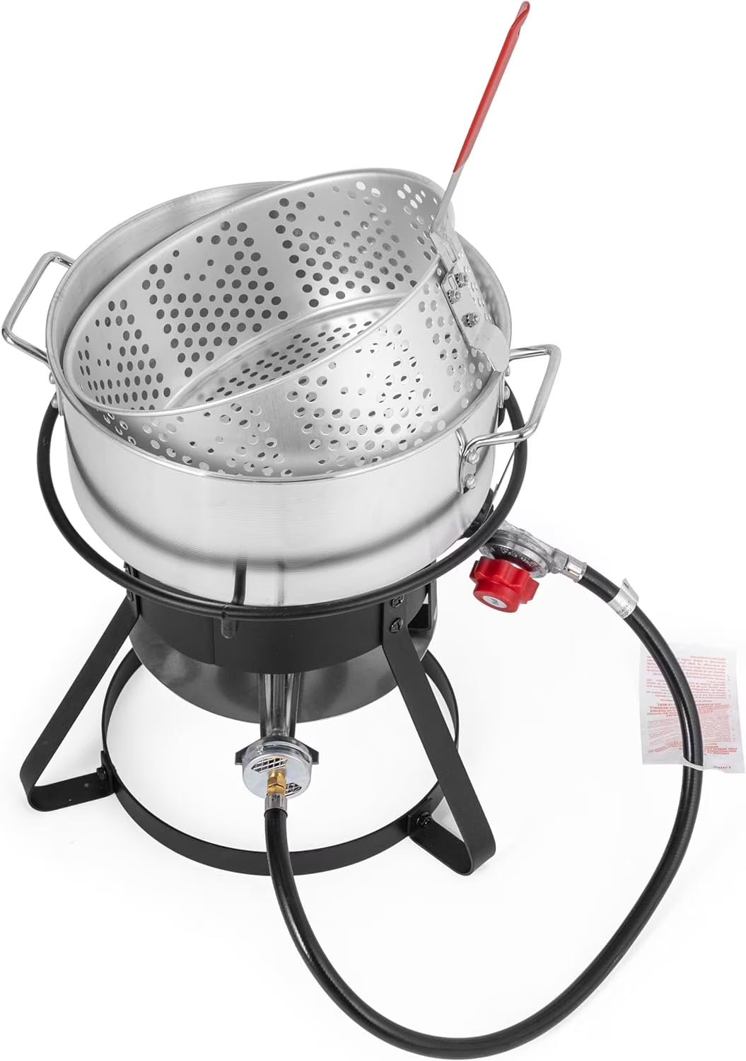 11 Qt. Aluminum Propane Outdoor Deep Fryer Pot with Basket and Thermometer H830210