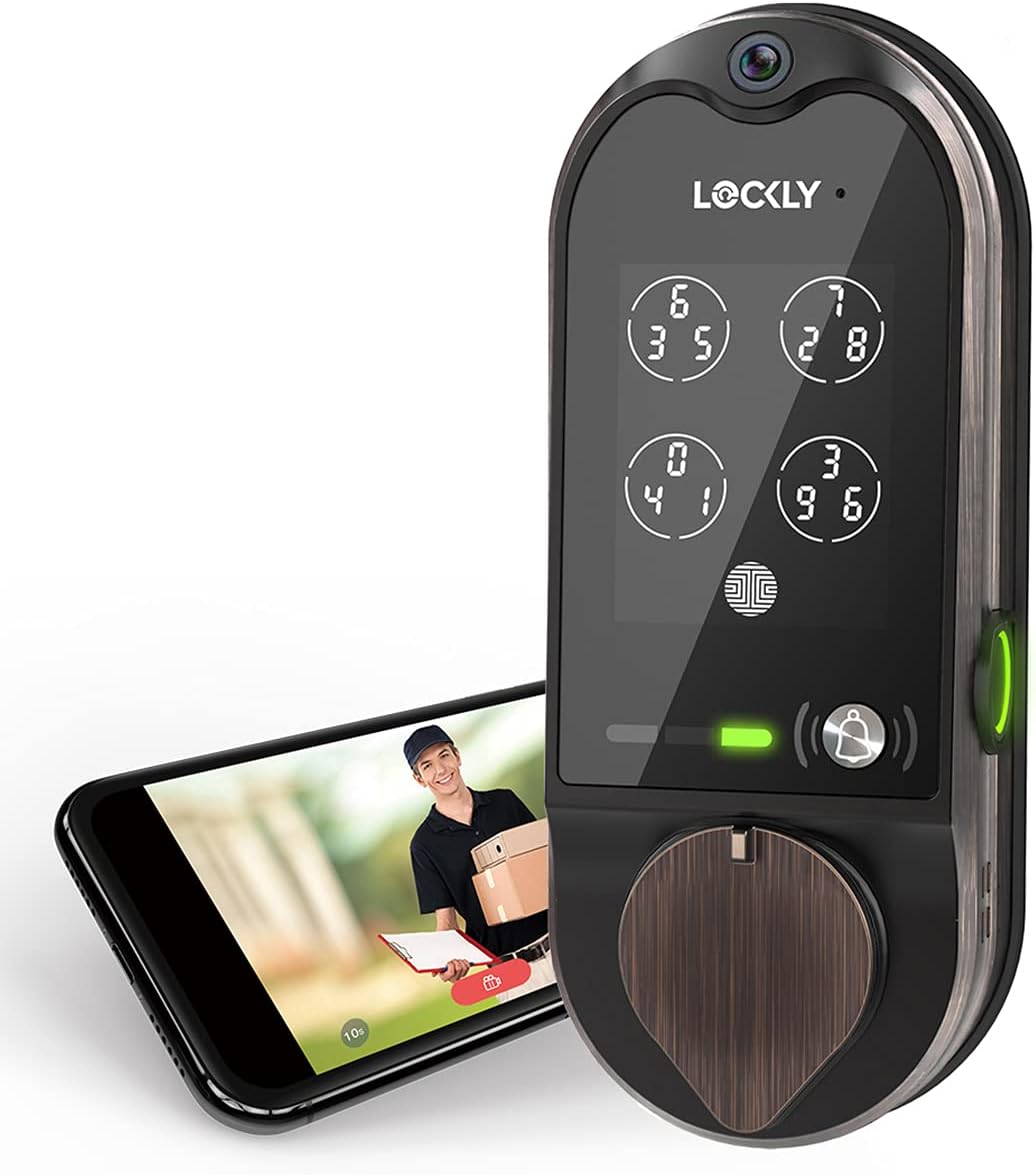Smart Lock Deadbolt with Video Doorbell, Keyless Entry with Fingerprint, Wi-Fi, Camera, Venetian Bronze C98600