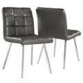 Faux Leather Dining Chair in Gray and Chrome (Set of 2) P733