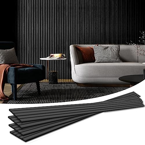4-Piece Wood Slat Acoustic Panels, Matte Black X421