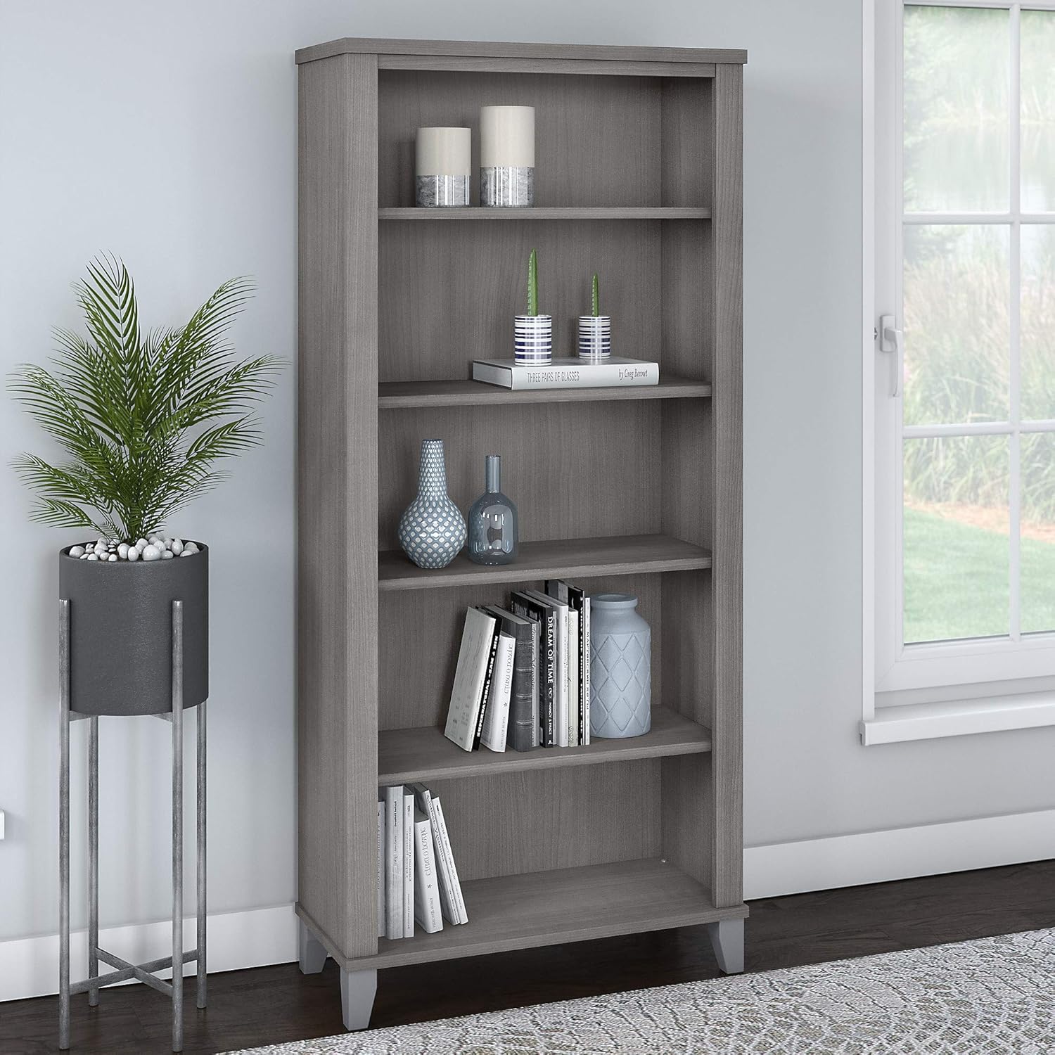 Platinum Gray 5 Shelf Bookcase U8816