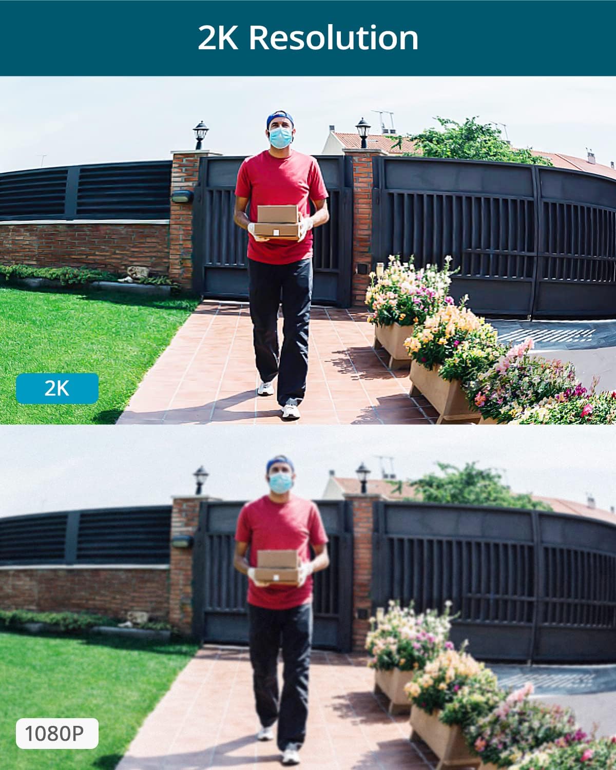 Wireless Battery-Powered Video Doorbell Camera, 2K Resolution, 2.4GHz WiFi, 120-Day Battery Life Q145