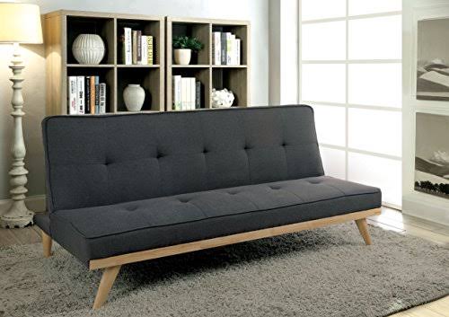 Black Faux Leather Tufted Futon V2204
