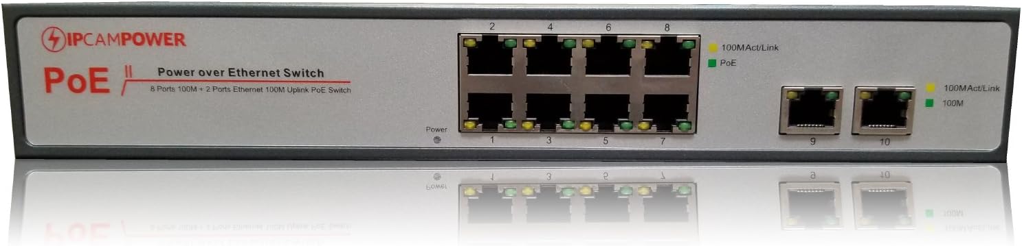 8 Port POE Network Switch, 130 Watts Total Budget, Pack of 2 D3076