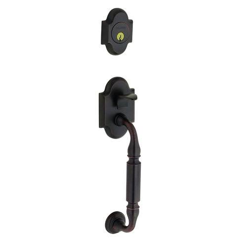 Canterbury Single Cylinder Satin Brass and Black Handleset with Colonial Knob H13695