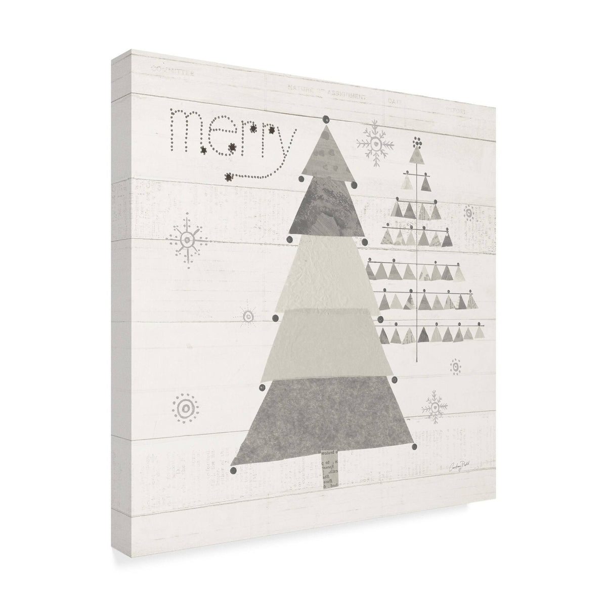 Christmas Patchwork Neutral Canvas Art V4586